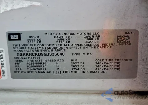 2016 Buick Enclave z USA, uszkodzony, nr VIN 5GAKRCKD9GJ336848